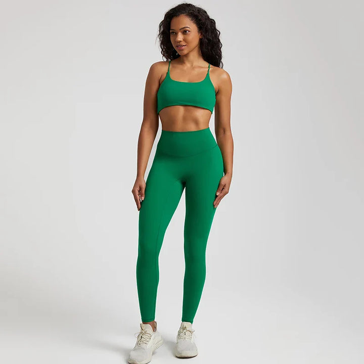 Buttery Soft Gym Set – Leggings & Backless Sports Bra Matching Outfit