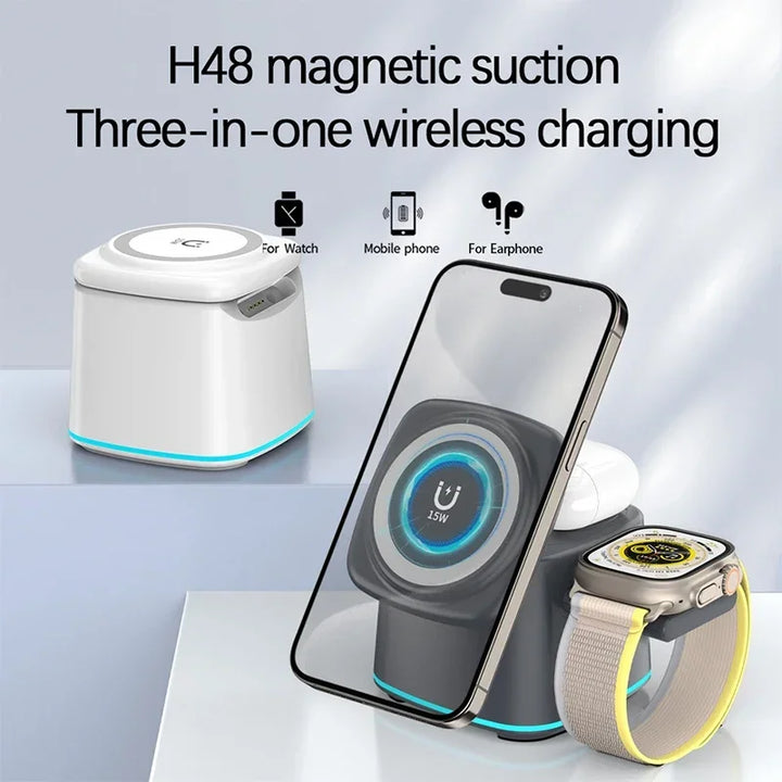 3-in-1 Magnetic Wireless Charger for Apple Devices - 15W Fast Charge