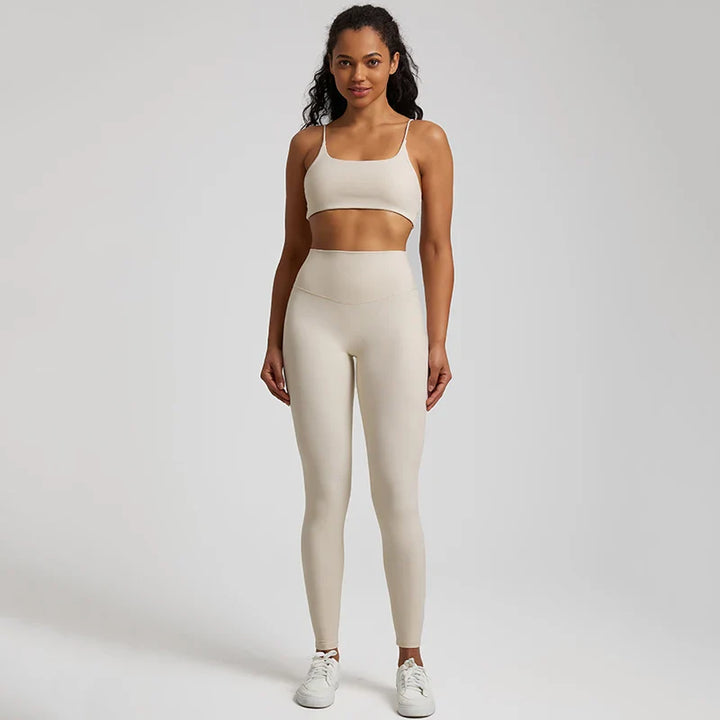 Buttery Soft Gym Set – Leggings & Backless Sports Bra Matching Outfit