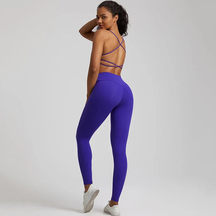 Buttery Soft Gym Set – Leggings & Backless Sports Bra Matching Outfit