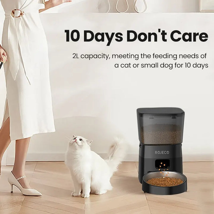 ROJECO Automatic Pet Feeder for Cats & Dogs - Smart Control